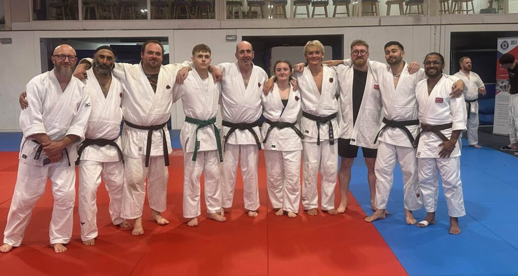 Group picture from the Bradford, Huddersfield and Wakefield clubs at the BAA NAtional Course where Garrett was promoted to 6th Dan and Robyn to 2nd Dan.